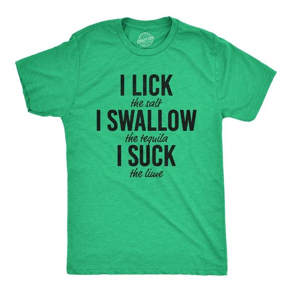 Crazy Dog T-Shirts Other - Mens Lick Swallow Suck T Shirt Funny Tequila Drinking Salt Lime Graphic Novelty